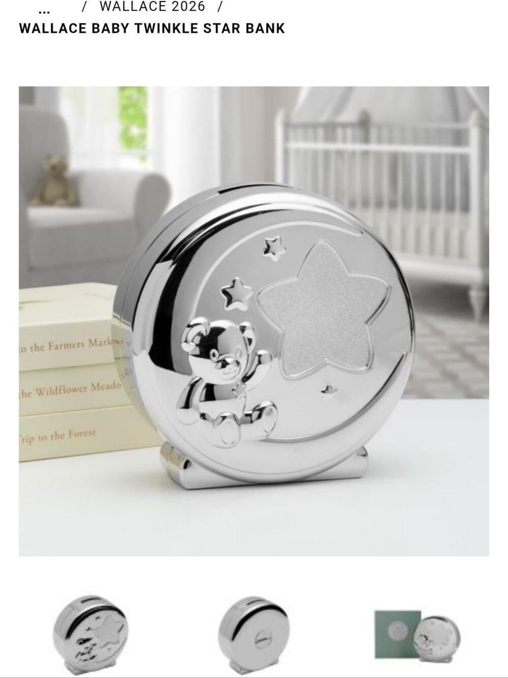 NEW Wallace Twinkle Star Baby Coin Bank - Silver